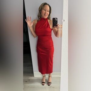 Chic Red Halter Gown